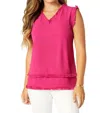 Coco + Carmen Melody With Tiered Fringe Tank Top In Fuschia Pink In Multi