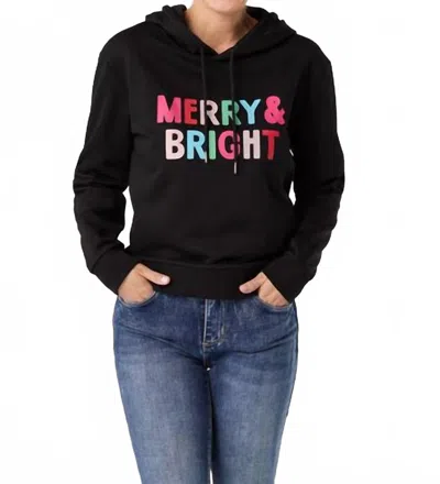 Coco + Carmen Merry & Bright Hooded Sweatshirt In Black