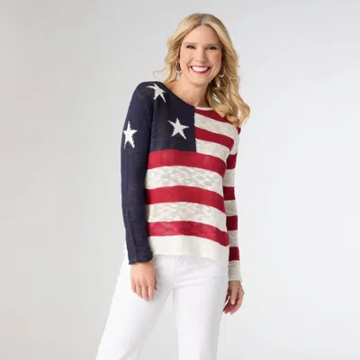 Coco + Carmen Muriel Burnout Flag Sweater In Red/white/blue