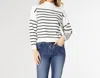 Coco + Carmen Neve Stripe Mock Neck Sweater In Black And White In Multi
