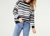 COCO + CARMEN NOELLE TEXTURED STRIPE SWEATER IN BLACK/WHITE