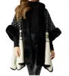 Shop Coco + Carmen Noric Hooded Ruana W/ Faux Fur Coat In Black/multi