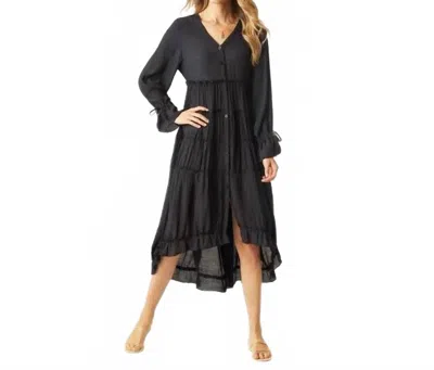 Coco + Carmen Norra Oversized Button Front Dress In Black