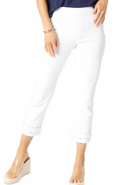 Coco + Carmen Omg Capri Jeans With Embroidered Eyelet Trim In White