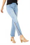 Coco + Carmen Omg Flare Jeans With Rhinestone Fringe In Denim In Multi