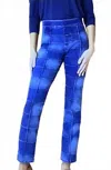 Coco + Carmen Omg Pull-on Straight Ankle Quilted Check Pants In Mixed Denim In Blue