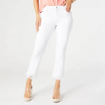 Coco + Carmen Omg Zoey Zip Capri With Fringe Jeans In Crisp White