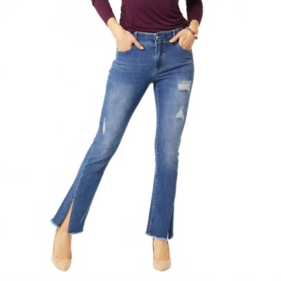 Coco + Carmen Omg Zoeyzip Bootcut Jeans With Front Slit In Blue