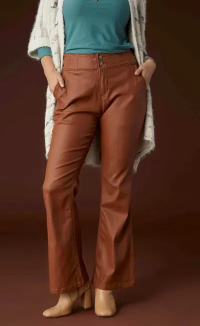 Coco + Carmen Omg Zoeyzip Faux Leather Flare In Cognac In Transparent