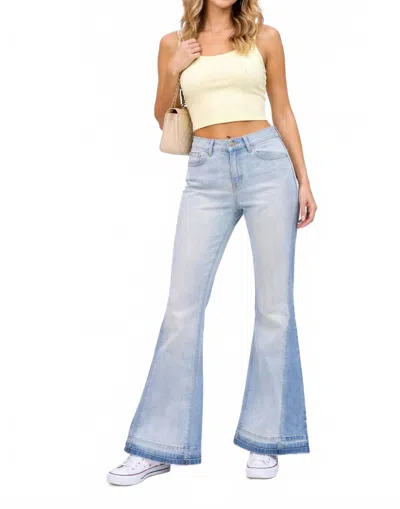Coco + Carmen Omg Zoeyzip Wide Leg 2 Tone Wash Jeans In Blue