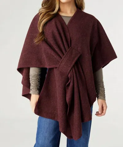 Coco + Carmen Rae Pull Through Wrap Shawl In Burgundy In White