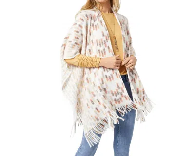 Coco + Carmen Rylee Fringe Wrap Shawl Ruana In Cream Multicolor In White