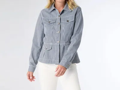 Coco + Carmen Samson Striped Denim Jacket In Denim/off White