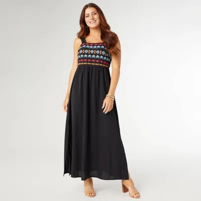 Coco + Carmen Sarah Sleeveless Embroidered Dress In Black