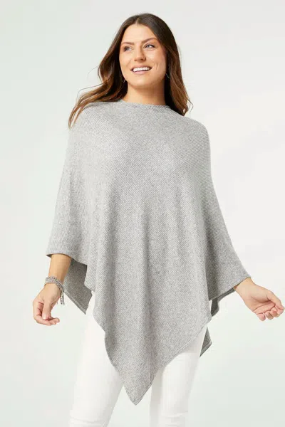 Coco + Carmen Selene Supersoft Ribbed Poncho In Grey In Gray