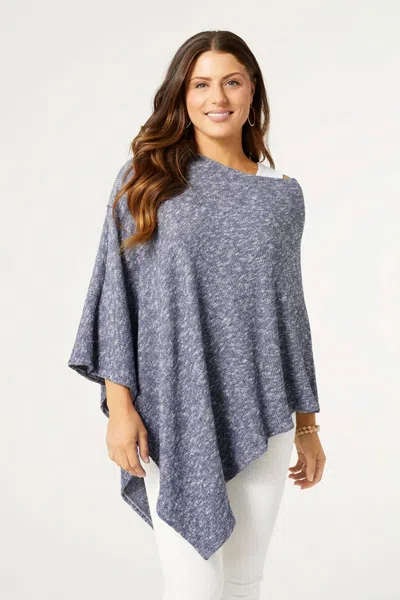 Coco + Carmen Selene Supersoft Ribbed Poncho In Heather Blue