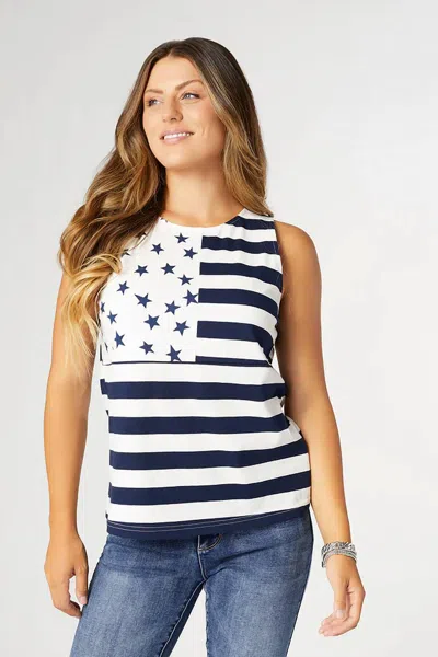 Coco + Carmen Stars & Stripes Tank Top In Black/white In Multi