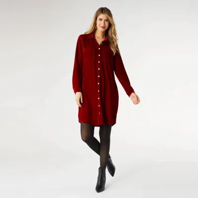 Coco + Carmen Stella Velour Button Front Dress In Red