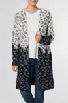 Coco + Carmen Stevie Eyelash Cardigan Sweater In Grey, White & Black In Gray