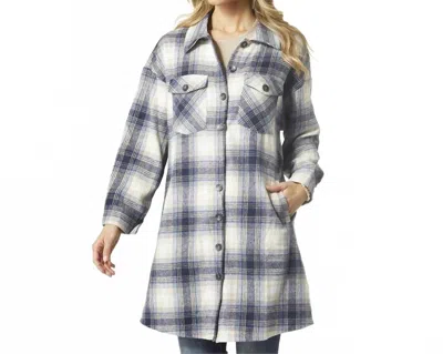 Coco + Carmen Tamara Plaid Shacket In Blue/tan In Gray