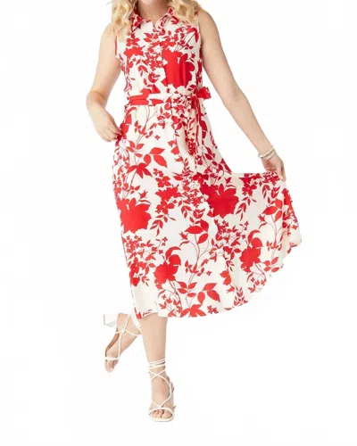 Coco + Carmen The Francesca Floral Dress In Red In White