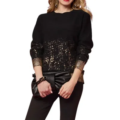 Coco + Carmen Tinlee Sweater With Metallic Splatter In Black