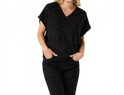 Coco + Carmen V Neck Cap Sleeve Sweater In Black