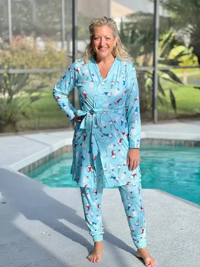 Coco + Carmen Vega Print Robe In Festive Gnome In Multi