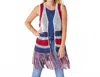 Coco + Carmen Victory Cotton Crochet Fringe Vest Americana Patriotic In Red/white/blue In Multi