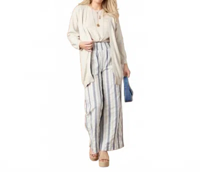 Coco + Carmen Vinca Wide Leg Striped Pants In Navy Taupe Stripe In Gray