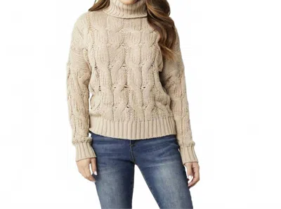 Coco + Carmen Viola Cable Knit Turtleneck Sweater In Beige In Neutral