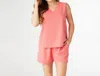 Coco + Carmen Weekend Brushed Button Back Set In Coral
