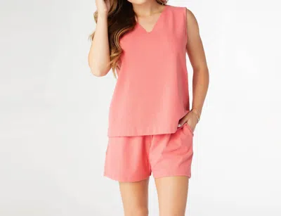 Coco + Carmen Weekend Brushed Button Back Set In Coral