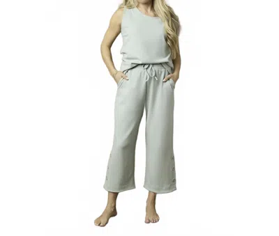 Coco + Carmen Weekend Brushed Button Shoulder Tank Top In Seafoam In Green