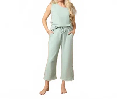 Coco + Carmen Weekend Brushed Button Crop Pants In Seafoam In Green