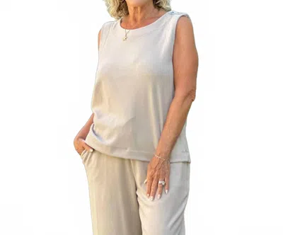 Coco + Carmen Weekend Brushed Button Shoulder Tank Top In White