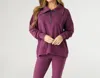 Coco + Carmen Weekend Brushed Half Zip Collar Top In Berry In Purple