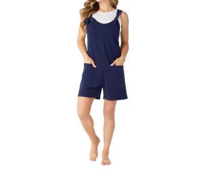 Coco + Carmen Weekend Brushed Ribbed Shortalls In Navy In Blue