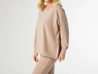 Coco + Carmen Weekend Brushed Side Zip Raglan Sleeve In Sand In Neutral