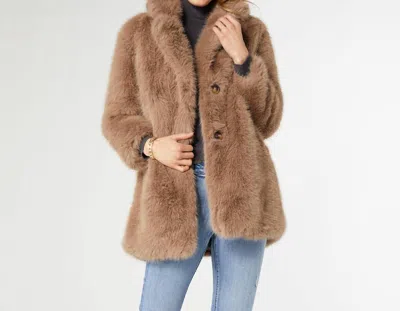 Coco + Carmen Whitney Faux Fur Coat In Mushroom In Grey