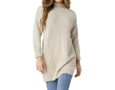 Coco + Carmen Wiicklow Mock Neck Tunic Sweater In Oatmeal/olive In Multi