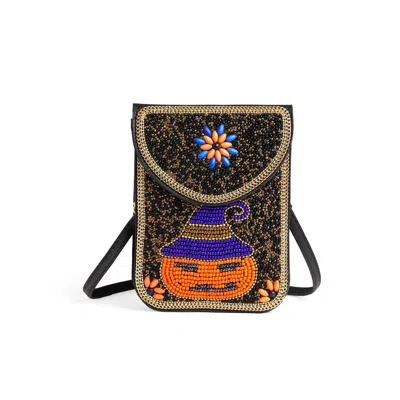 Coco + Carmen Women's Artisan Beaded Clutch Crossbody Bag In Halloween Pumpkin In Multi