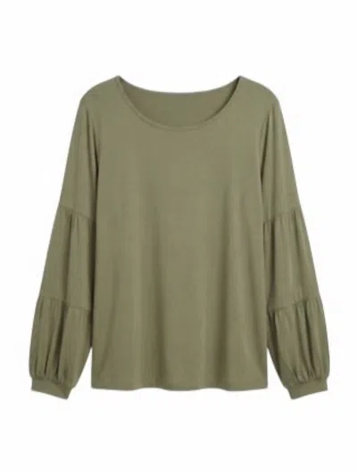 Coco + Carmen Women's Celina Tiered Long Sleeve Top In Olive Green