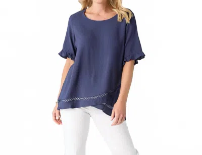 Coco + Carmen Women's Layla Short Sleeve Crossover Ruffle Top In Patriot Blue