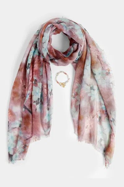 Coco + Carmen Women's Scarf And Bracelet Set In Magenta In Pink