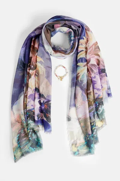 Coco + Carmen Women's Scarf And Bracelet Set In Purple In Multi