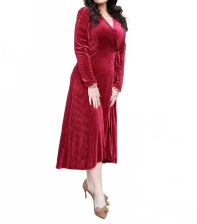 Coco + Carmen Wrap Velvet Dress In Cranberry In Red