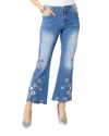 Coco + Carmen Zoey Embroidered Flare Jean In Denim In Multi