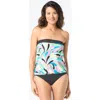 Coco Contours Bella Bra Sized Bandeau Blouson Tankini Top In Multi