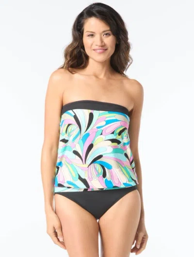 Coco Contours Bella Bra Sized Bandeau Blouson Tankini Top In Multi